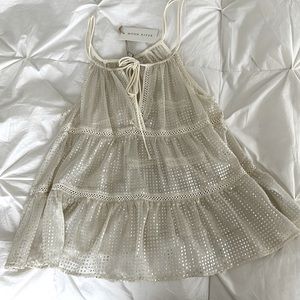 Moon River white/silver foil strappy top XS